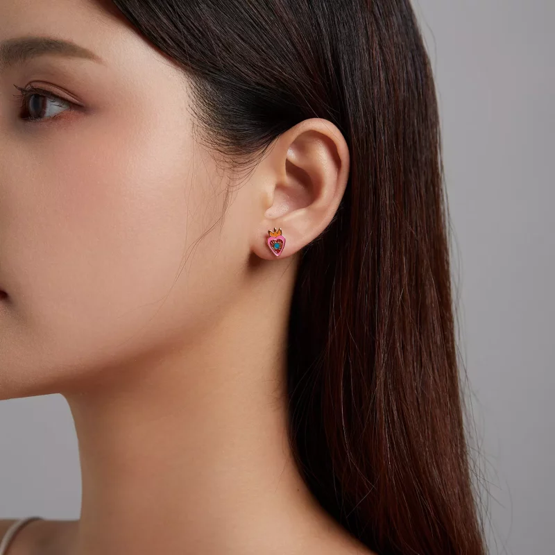 (imagen para) Pendientes de botón estilo Pandora con ojo amoroso - SCE1232 - Ver 3