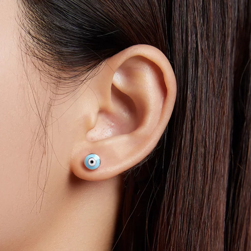 (imagen para) Pendientes de botón estilo Pandora con ojo de guardián - SCE1207-LB - Ver 3
