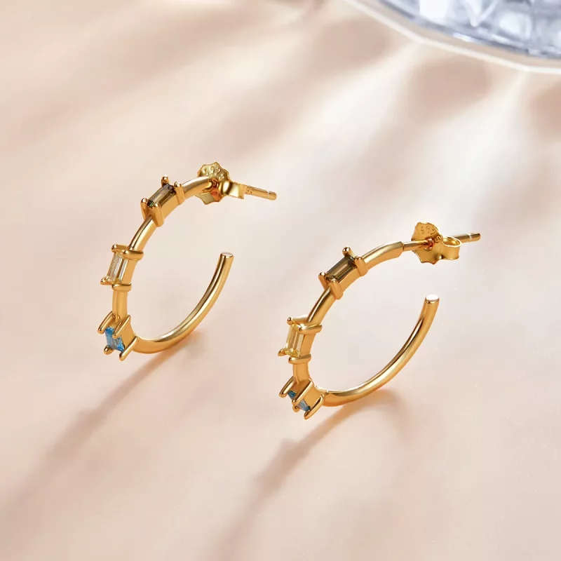 (imagen para) Pendientes de Estilo Pandora con Coloridos Zircones - SCE1211 - Ver 2
