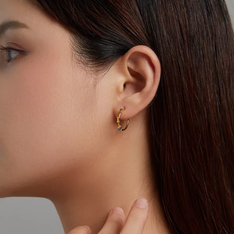 (imagen para) Pendientes de Estilo Pandora con Coloridos Zircones - SCE1211 - Ver 3