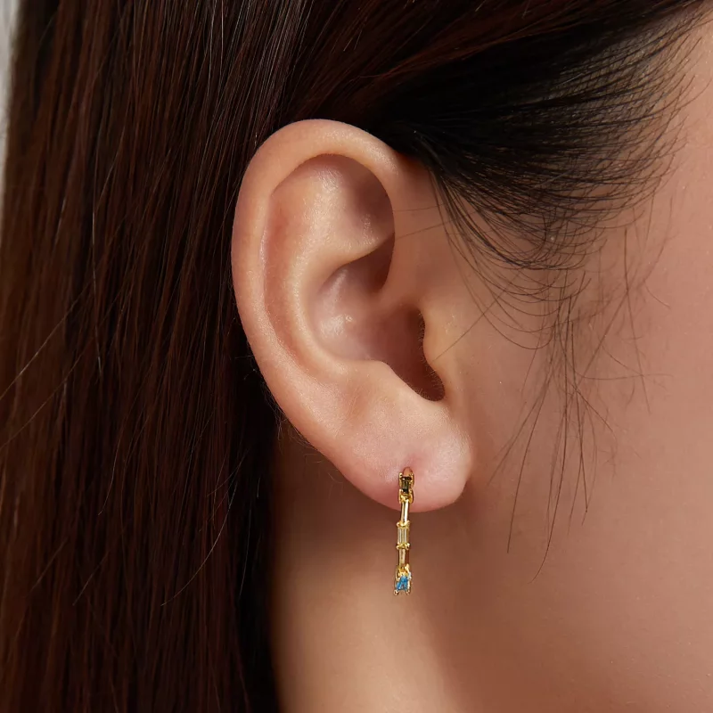 (imagen para) Pendientes de Estilo Pandora con Coloridos Zircones - SCE1211 - Ver 4