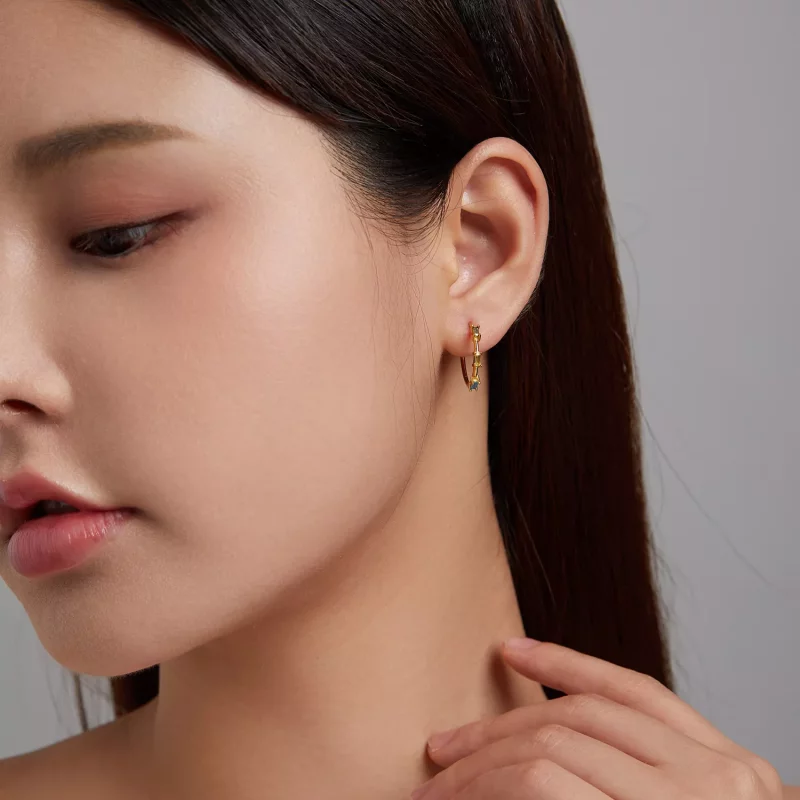 (imagen para) Pendientes de Estilo Pandora con Coloridos Zircones - SCE1211 - Ver 6