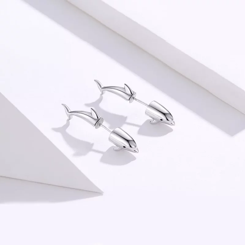 (imagen para) Pendientes de Estilo Pandora con Delfines - BSE184 - Ver 2