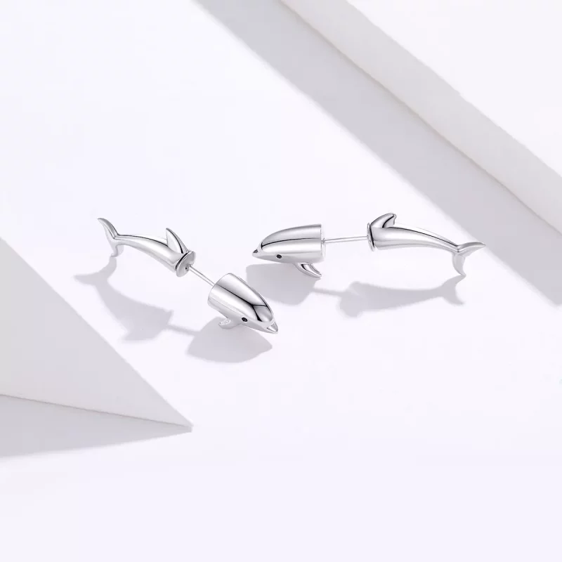 (imagen para) Pendientes de Estilo Pandora con Delfines - BSE184 - Ver 3