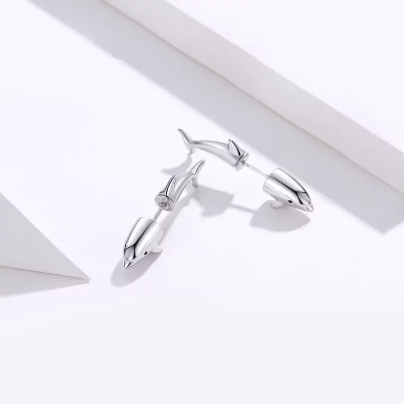 (imagen para) Pendientes de Estilo Pandora con Delfines - BSE184 - Ver 4