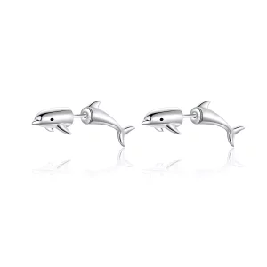 (imagen para) Pendientes de Estilo Pandora con Delfines - BSE184