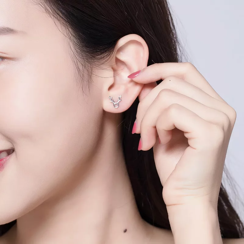 (imagen para) Pendientes de Estilo Pandora con Forma de Astas - BSE116 - Ver 7