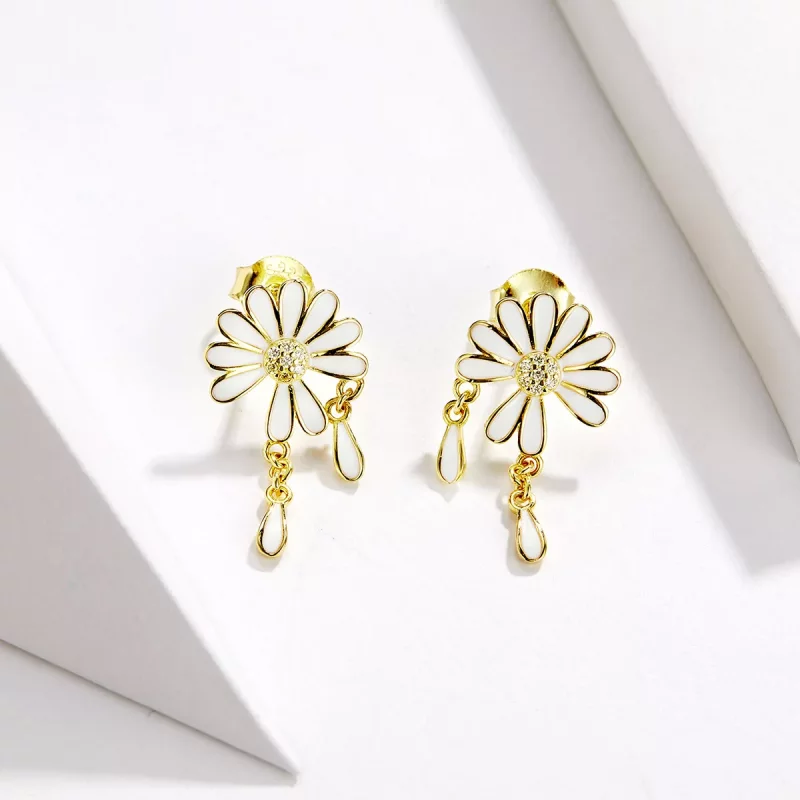 (imagen para) Pendientes de Estilo Pandora con Margaritas - BSE159 - Ver 3