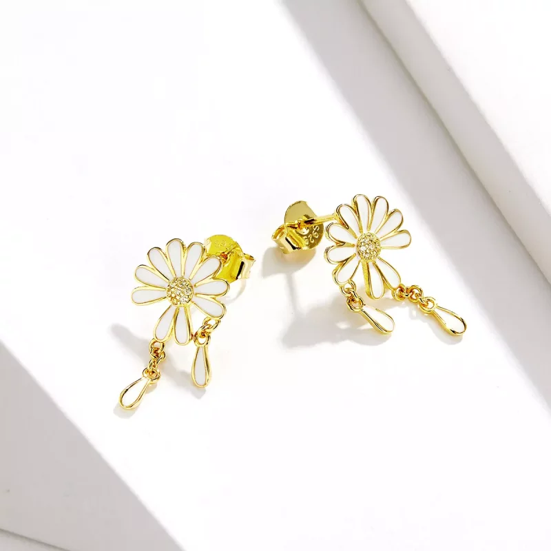 (imagen para) Pendientes de Estilo Pandora con Margaritas - BSE159 - Ver 4