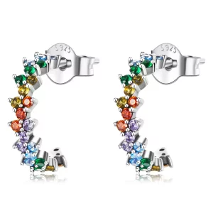 Pendientes de Estilo Pandora con Zirconio Curvado de Color - SCE1272 (imagen para) Pendientes de Estilo Pandora con Zirconio Curvado de Color - SCE1272