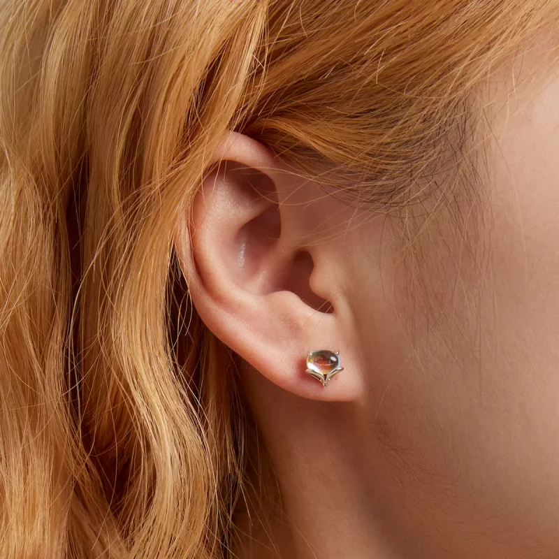(imagen para) Pendientes de Estilo Pandora con Zorro de Piedra Lunar - SCE1386 - Ver 5