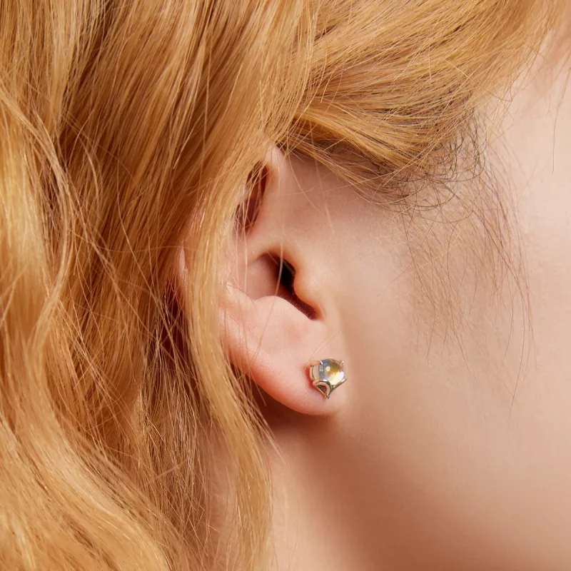 (imagen para) Pendientes de Estilo Pandora con Zorro de Piedra Lunar - SCE1386 - Ver 6