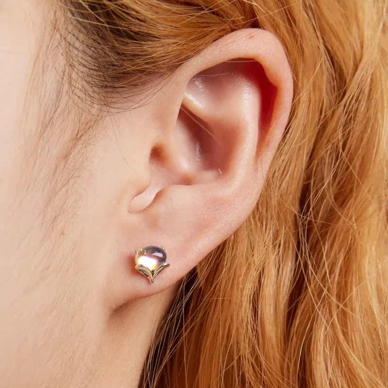 (imagen para) Pendientes de Estilo Pandora con Zorro de Piedra Lunar - SCE1386 - Ver 7