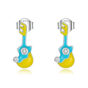 (imagen para) Pendientes de Estilo Pandora en forma de Mini Guitarra - SCE1217