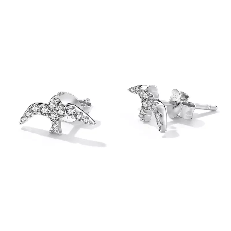 (imagen para) Pendientes de estilo Pandora Mini Swallow - BSE594 - Ver 2