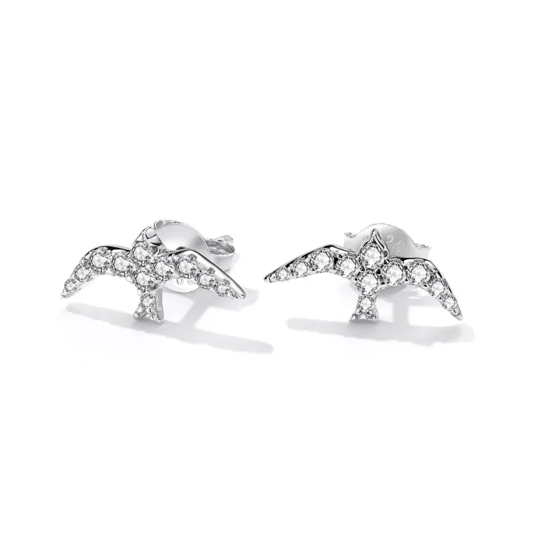 (imagen para) Pendientes de estilo Pandora Mini Swallow - BSE594 - Ver 3