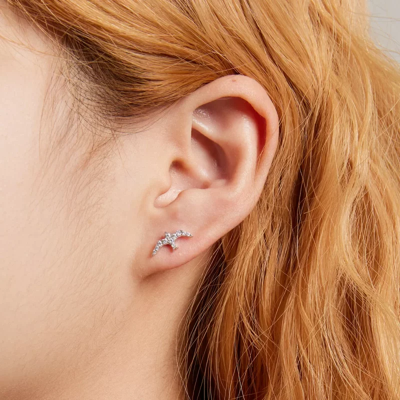 (imagen para) Pendientes de estilo Pandora Mini Swallow - BSE594 - Ver 8