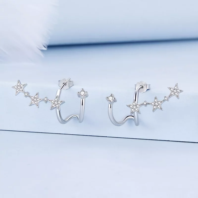 (imagen para) Pendientes de Estrella con estilo Pandora - BSE700 - Ver 2