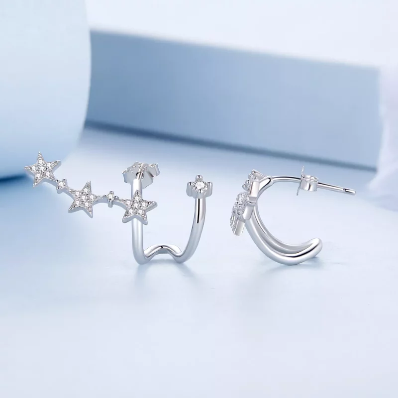 (imagen para) Pendientes de Estrella con estilo Pandora - BSE700 - Ver 3
