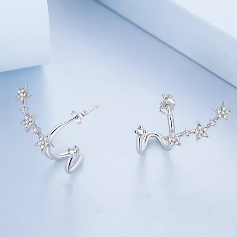 (imagen para) Pendientes de Estrella con estilo Pandora - BSE700 - Ver 4