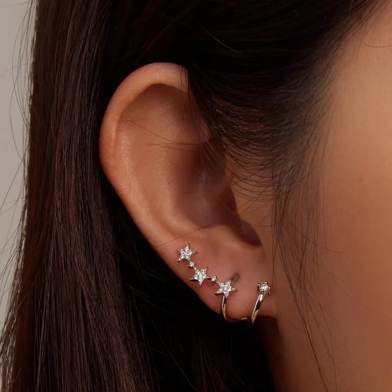 (imagen para) Pendientes de Estrella con estilo Pandora - BSE700 - Ver 5