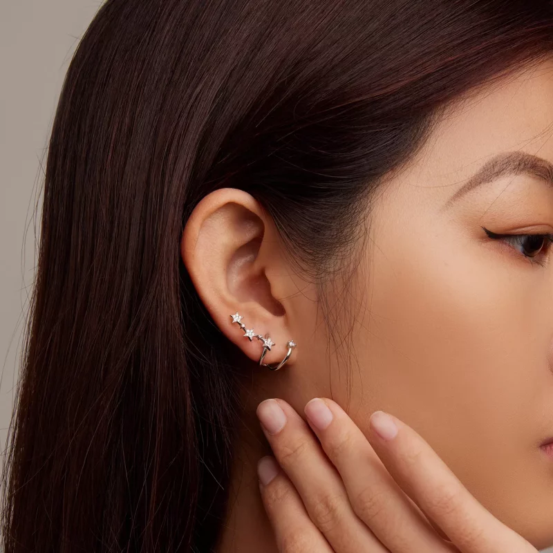 (imagen para) Pendientes de Estrella con estilo Pandora - BSE700 - Ver 8