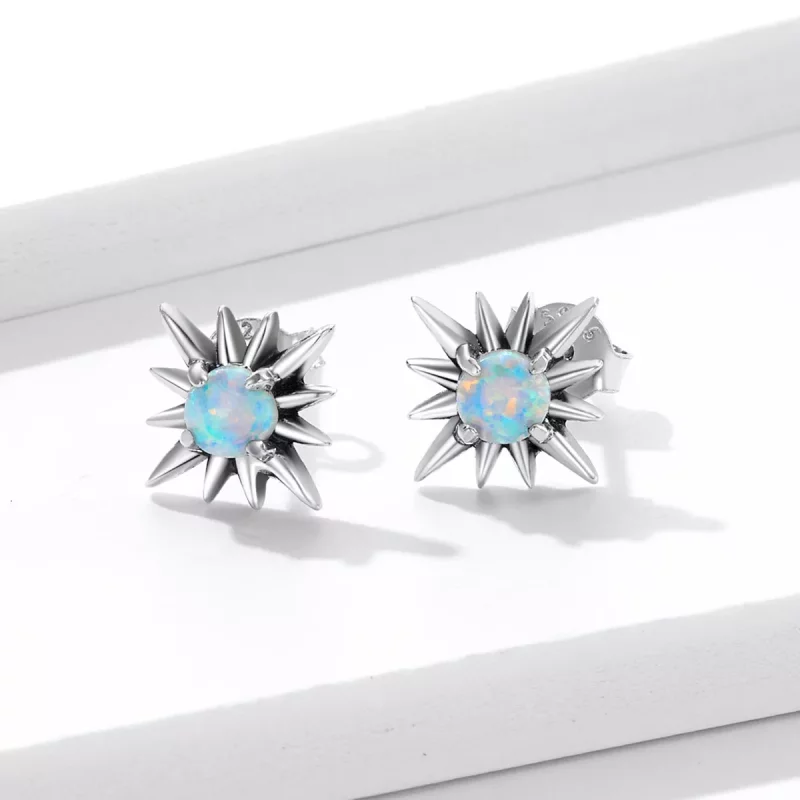(imagen para) Pendientes de Estrella de Ópalo, estilo Pandora - BSE581 - Ver 2