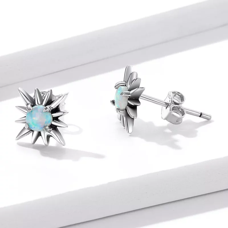 (imagen para) Pendientes de Estrella de Ópalo, estilo Pandora - BSE581 - Ver 3