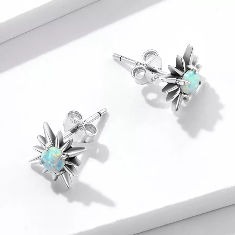 (imagen para) Pendientes de Estrella de Ópalo, estilo Pandora - BSE581 - Ver 4