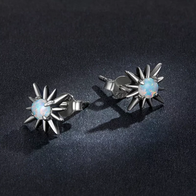 (imagen para) Pendientes de Estrella de Ópalo, estilo Pandora - BSE581 - Ver 5