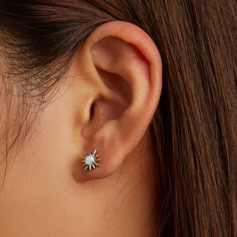 (imagen para) Pendientes de Estrella de Ópalo, estilo Pandora - BSE581 - Ver 7