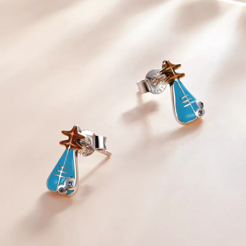 (imagen para) Pendientes de Estudio Mini Lira al estilo Pandora - SCE1216 - Ver 2
