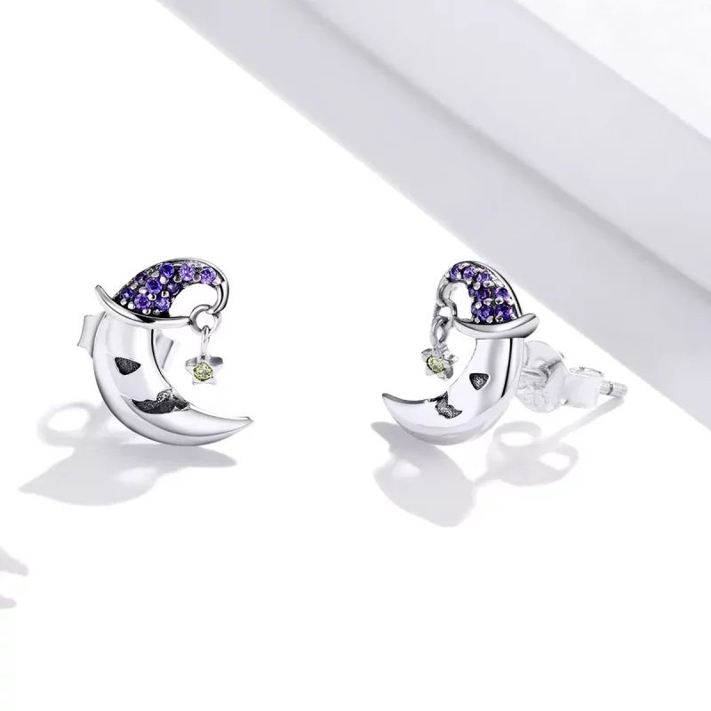 (imagen para) Pendientes de Luna de Estilo Pandora con Dibujos Animados - SCE954 - Ver 3