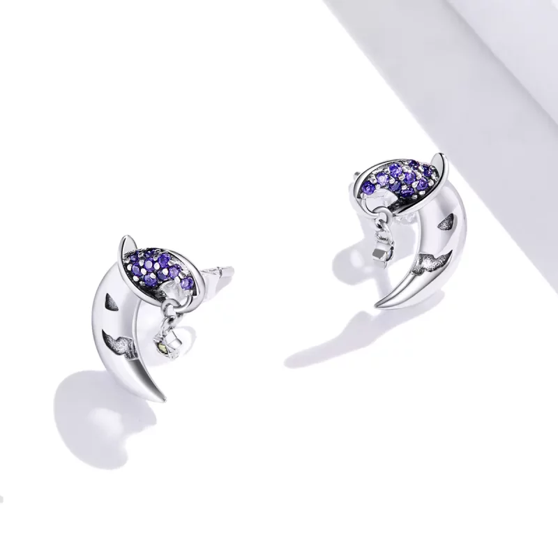 (imagen para) Pendientes de Luna de Estilo Pandora con Dibujos Animados - SCE954 - Ver 4