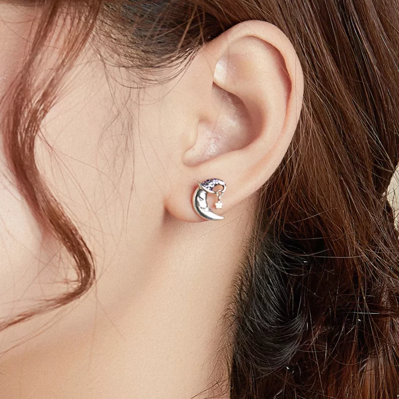 (imagen para) Pendientes de Luna de Estilo Pandora con Dibujos Animados - SCE954 - Ver 5