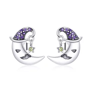 (imagen para) Pendientes de Luna de Estilo Pandora con Dibujos Animados - SCE954