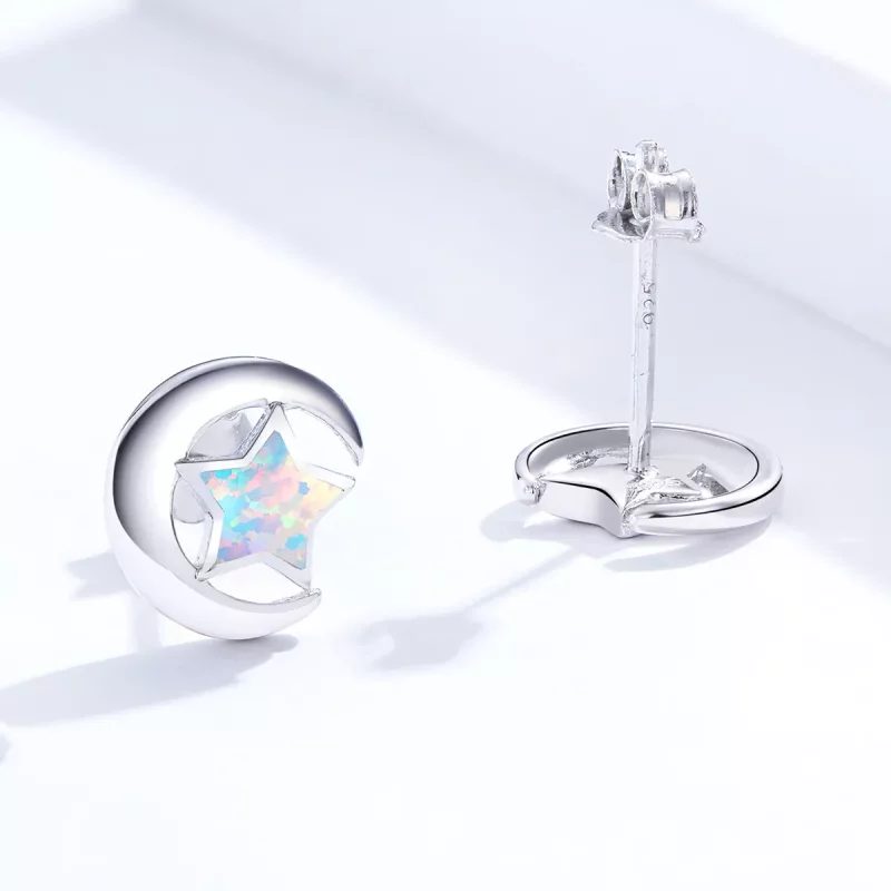 (imagen para) Pendientes de Luna de Estilo Pandora con Ópalo - SCE816-A - Ver 3
