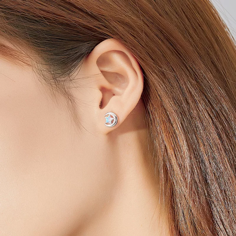 (imagen para) Pendientes de Luna de Estilo Pandora con Ópalo - SCE816-A - Ver 7