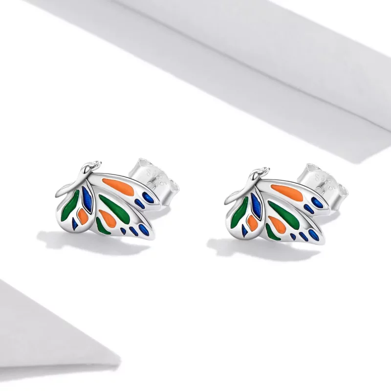(imagen para) Pendientes de mariposa brillante estilo Pandora - SCE1359 - Ver 2