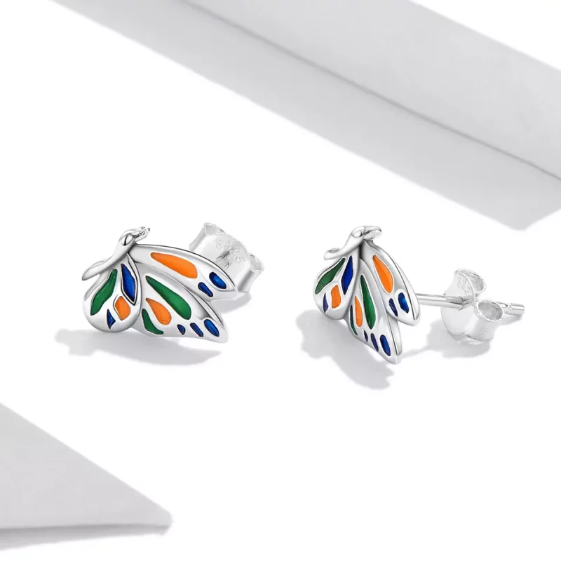 (imagen para) Pendientes de mariposa brillante estilo Pandora - SCE1359 - Ver 3