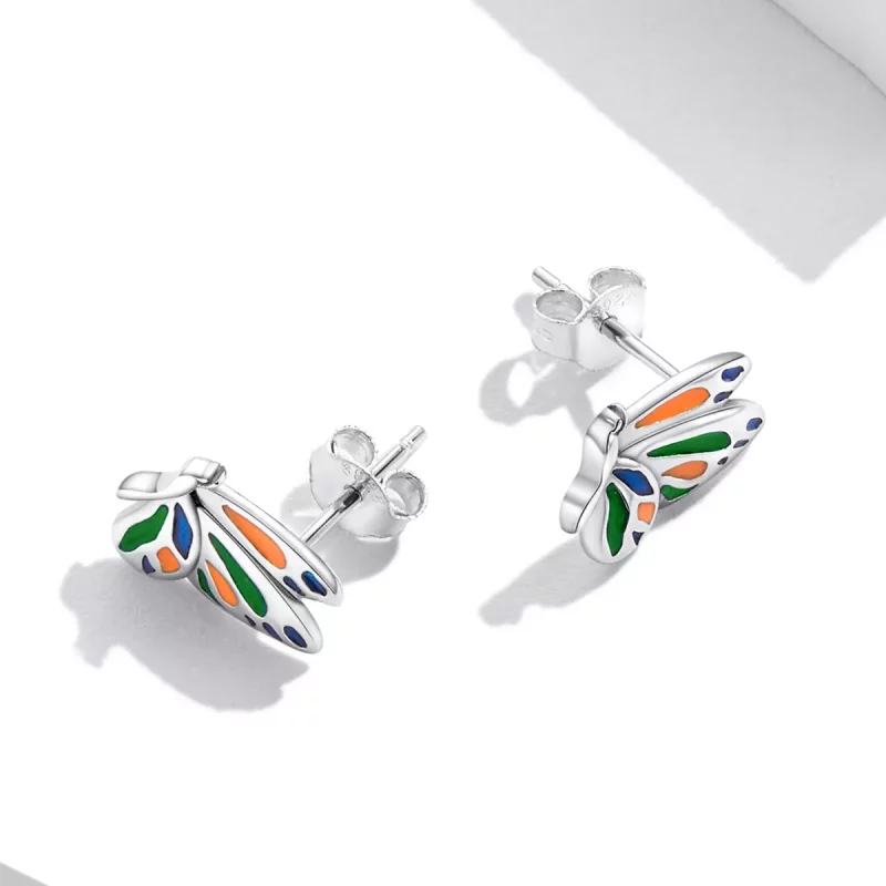 (imagen para) Pendientes de mariposa brillante estilo Pandora - SCE1359 - Ver 4