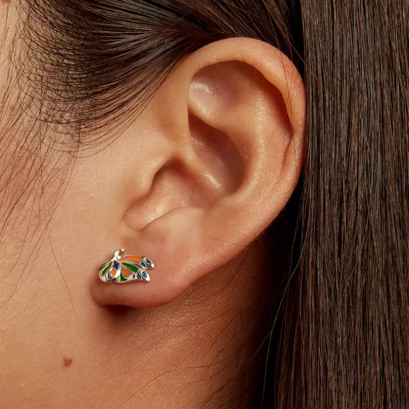 (imagen para) Pendientes de mariposa brillante estilo Pandora - SCE1359 - Ver 6