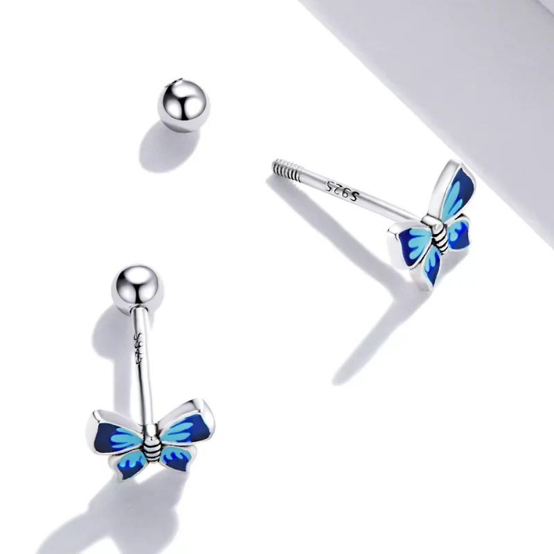 (imagen para) Pendientes de mariposa delicados estilo Pandora - SCE1285 - Ver 3