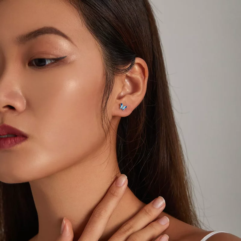 (imagen para) Pendientes de mariposa delicados estilo Pandora - SCE1285 - Ver 5