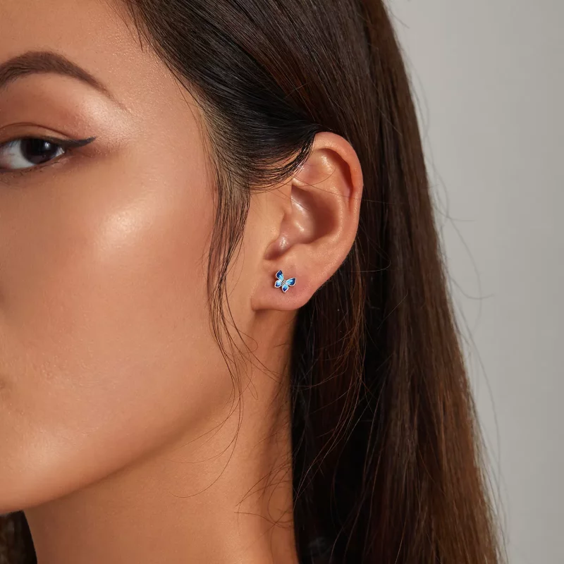 (imagen para) Pendientes de mariposa delicados estilo Pandora - SCE1285 - Ver 6