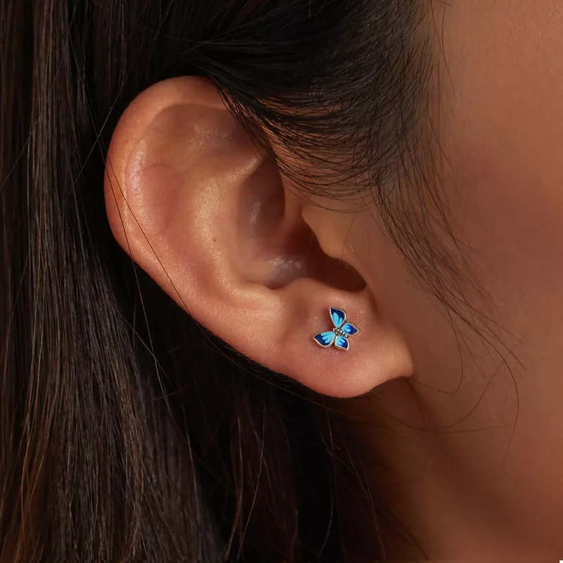 (imagen para) Pendientes de mariposa delicados estilo Pandora - SCE1285 - Ver 7
