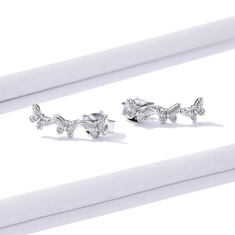 (imagen para) Pendientes de mariposa estilo Pandora - BSE377 - Ver 2