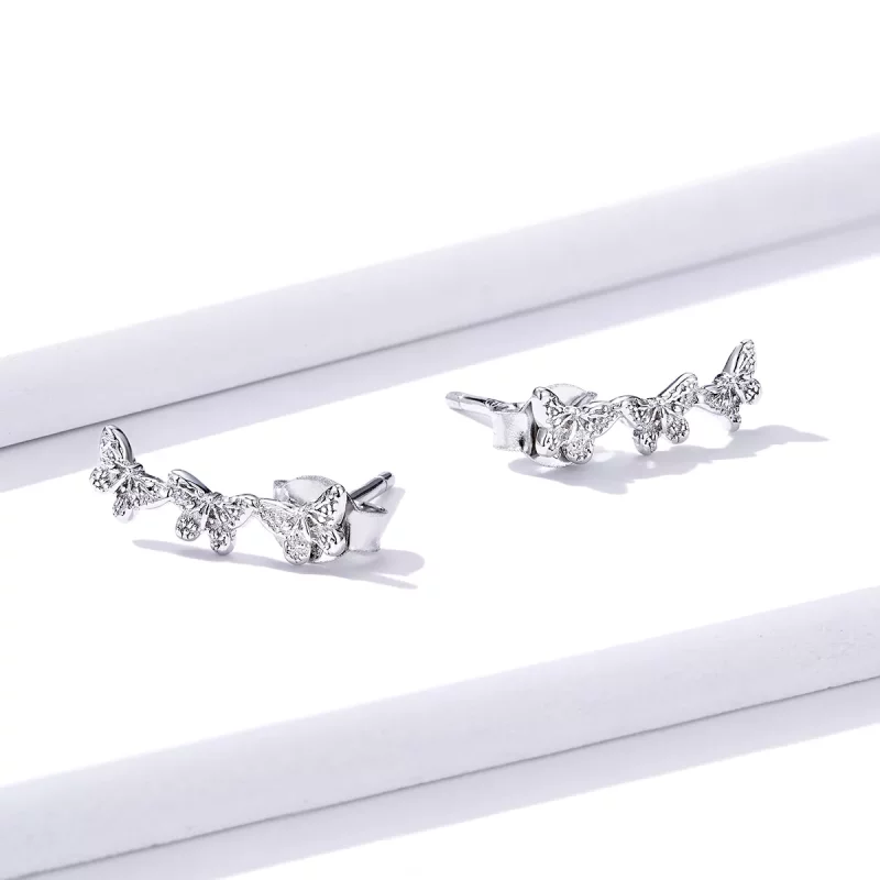 (imagen para) Pendientes de mariposa estilo Pandora - BSE377 - Ver 3