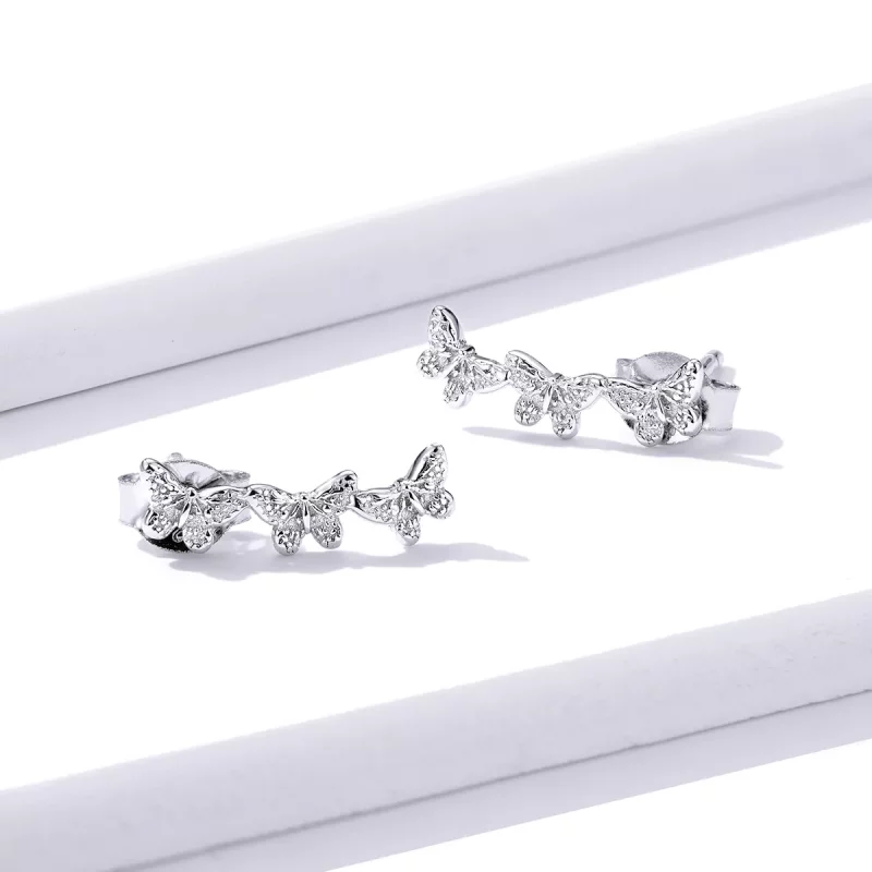 (imagen para) Pendientes de mariposa estilo Pandora - BSE377 - Ver 4