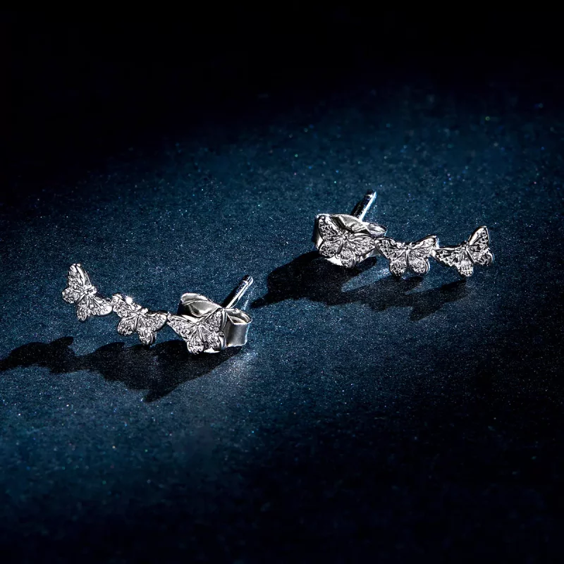 (imagen para) Pendientes de mariposa estilo Pandora - BSE377 - Ver 5